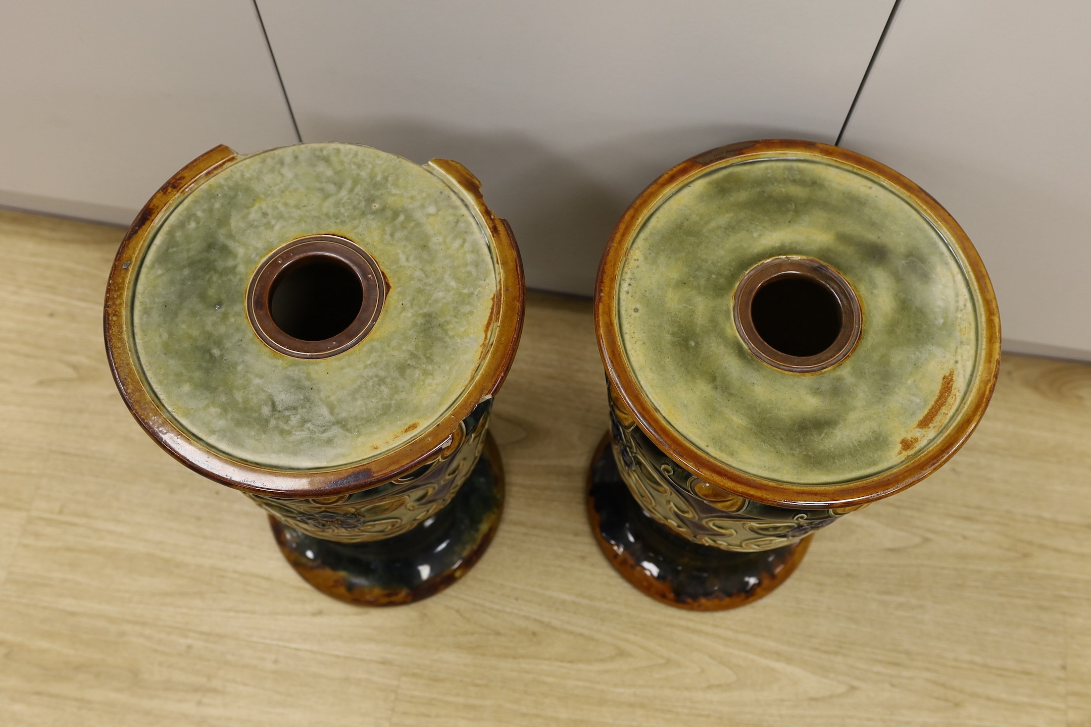 A pair of large Royal Doulton stoneware pedestals, 52.5cm